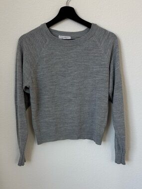 Don’t Ask Why Gray Cropped Sweater One Size Minimalist Crewneck Basic